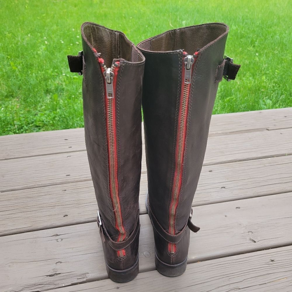 Matisse Betty Brown Leather Buckles Western Boho Equestrian Riding Tall Boots - Picture 5 of 8